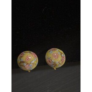 A60 VTG Clip On Earrings Porcelain Made In Italy Hand Painted Read description!!